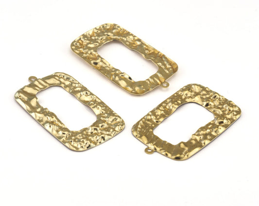 Hammered Rectangle Charms raw brass 51x30mm charms , findings earring oz2898-420