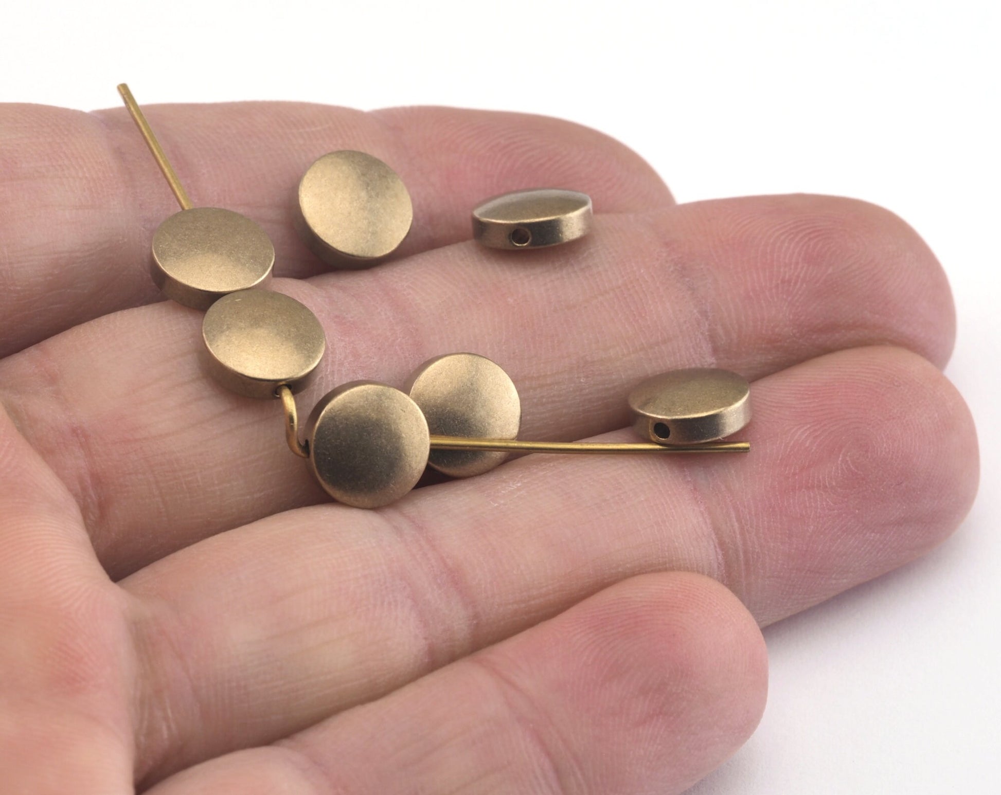 raw brass round beads 9mm finding 1.2mm 16g hole 2897