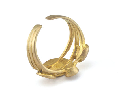 Ring Adjustable Ring Blank Bezel 22x21mm Raw brass (18mm 8US inner size - Adjustable ) 0684