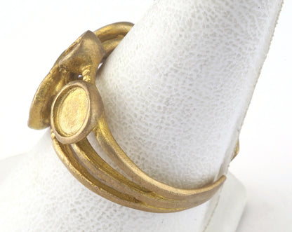 Ring Adjustable Ring Blank Bezel 22x21mm Raw brass (18mm 8US inner size - Adjustable ) 0684