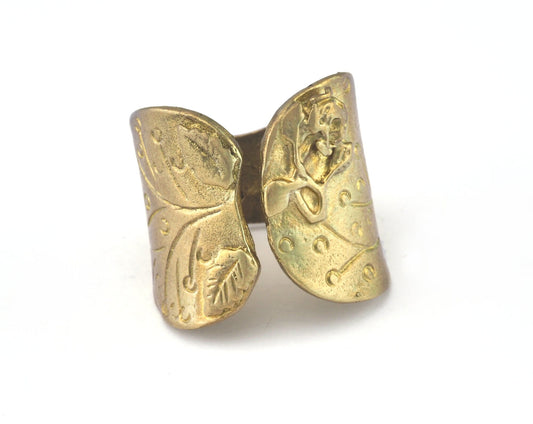 Leaf Ring Adjustable 21x22mm Raw brass (19mm 9US inner size) OZ2606