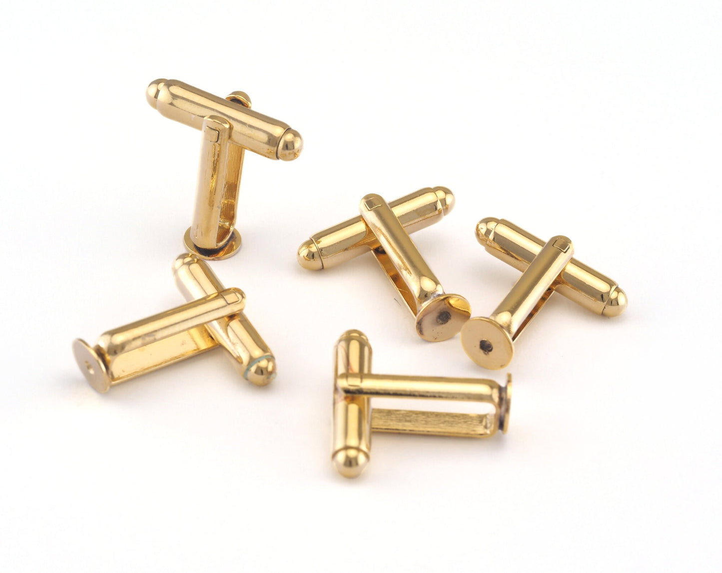 Cufflink blank, Gold plated brass (Shiny) with 6mm setting OZ2902