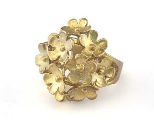 Flowers Adjustable Ring 28x22mm Raw brass (18mm 8US inner size) OZ2609
