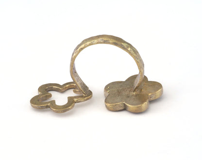Ring Flowers Adjustable Ring Bezel 21x36mm Raw brass (19mm 9US inner size - Adjustable ) OZ2610