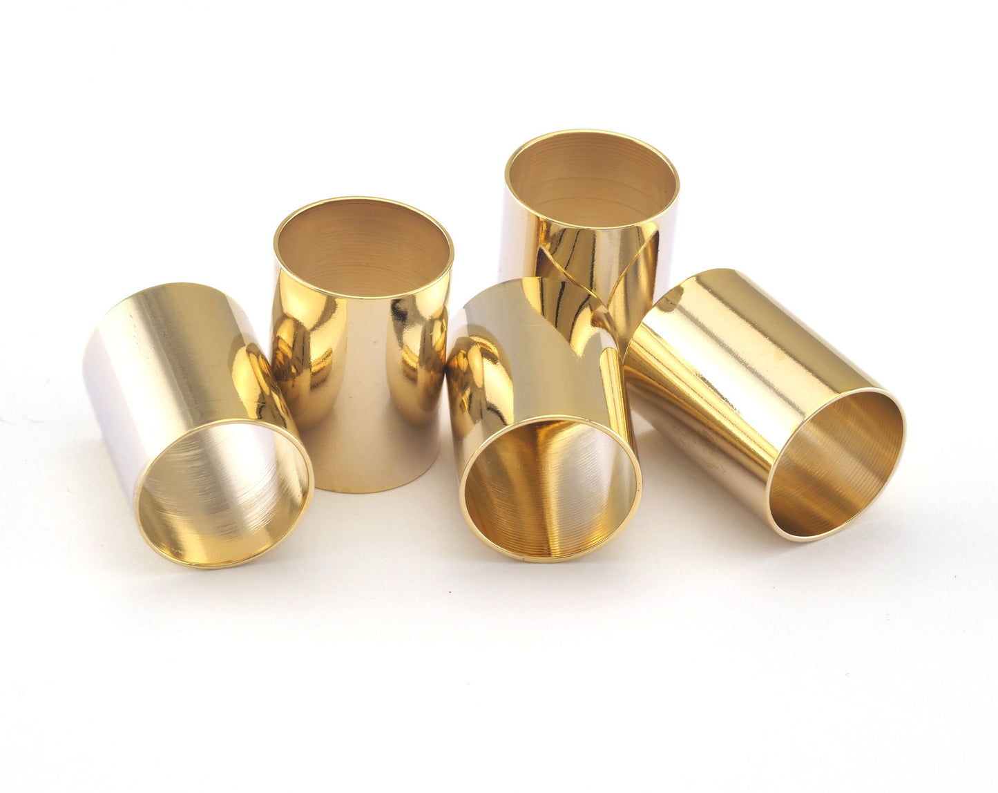 Cylinder tube shiny gold plated brass 15x20mm (14mm hole) finding charm pendant 738 1898