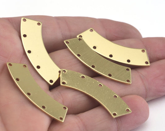 Curved raw brass 37x13mm connector charms , findings earring OZ2906-220