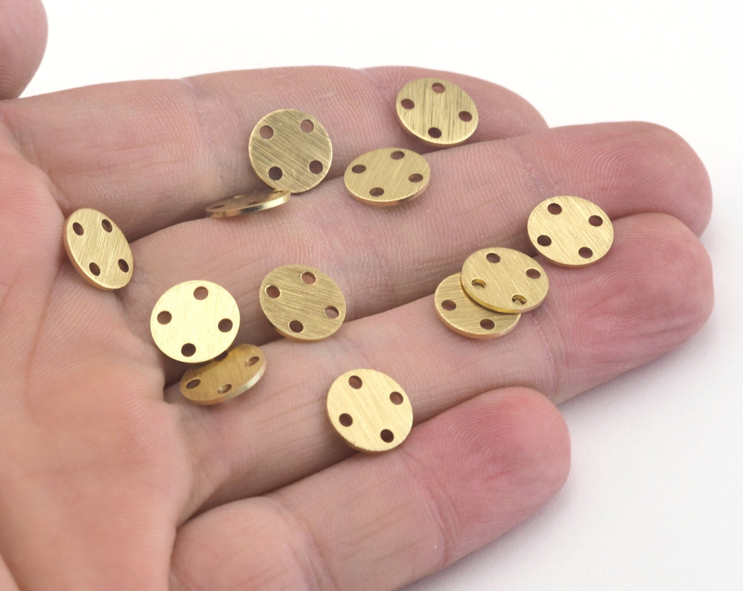 Brushed round connector raw brass 10mm charms , findings earring OZ2920-45