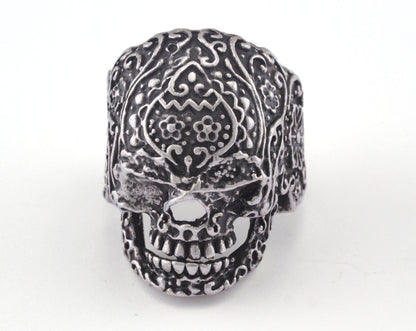 Skull Ring Adjustable Ring Antique Silver Plated Brass 1 Pc. (19mm 9US inner size) OZ2929
