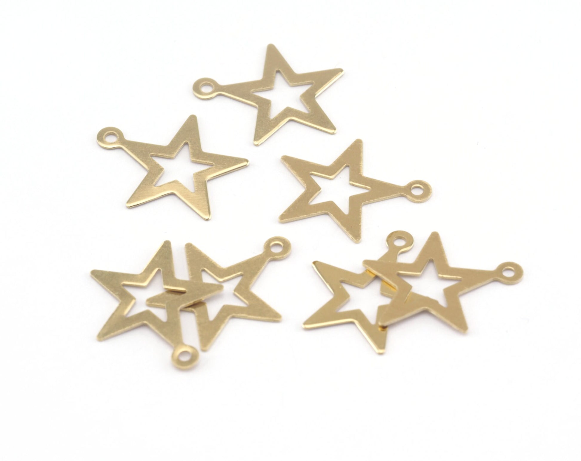 star charms raw brass 1 loop 18x16mm 2938-35