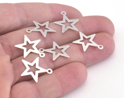 Star charms antique silver plated brass 1 loop 18x16mm 2938-35