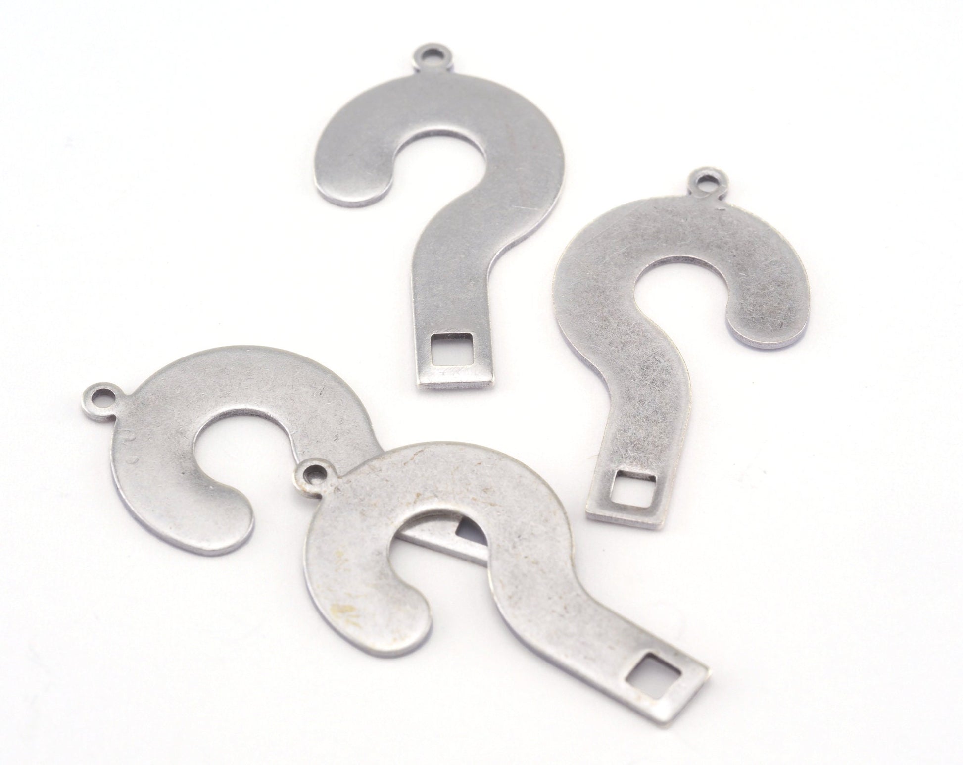 Question Mark Connector Charms Antique Silver Plated Brass 34x19mm 0.8mm thickness Findings OZ2777-190