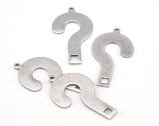 Question Mark Connector Charms Antique Silver Plated Brass 34x19mm 0.8mm thickness Findings OZ2777-190