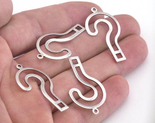 Question Mark Connector Charms Antique Silver Plated Brass 34x19mm 0.8mm thickness Findings OZ2774-110
