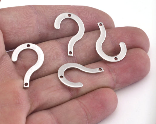 Question Mark Connector Charms Antique Silver Plated Brass 23.5x16mm 0.8mm thickness Findings OZ2794-77