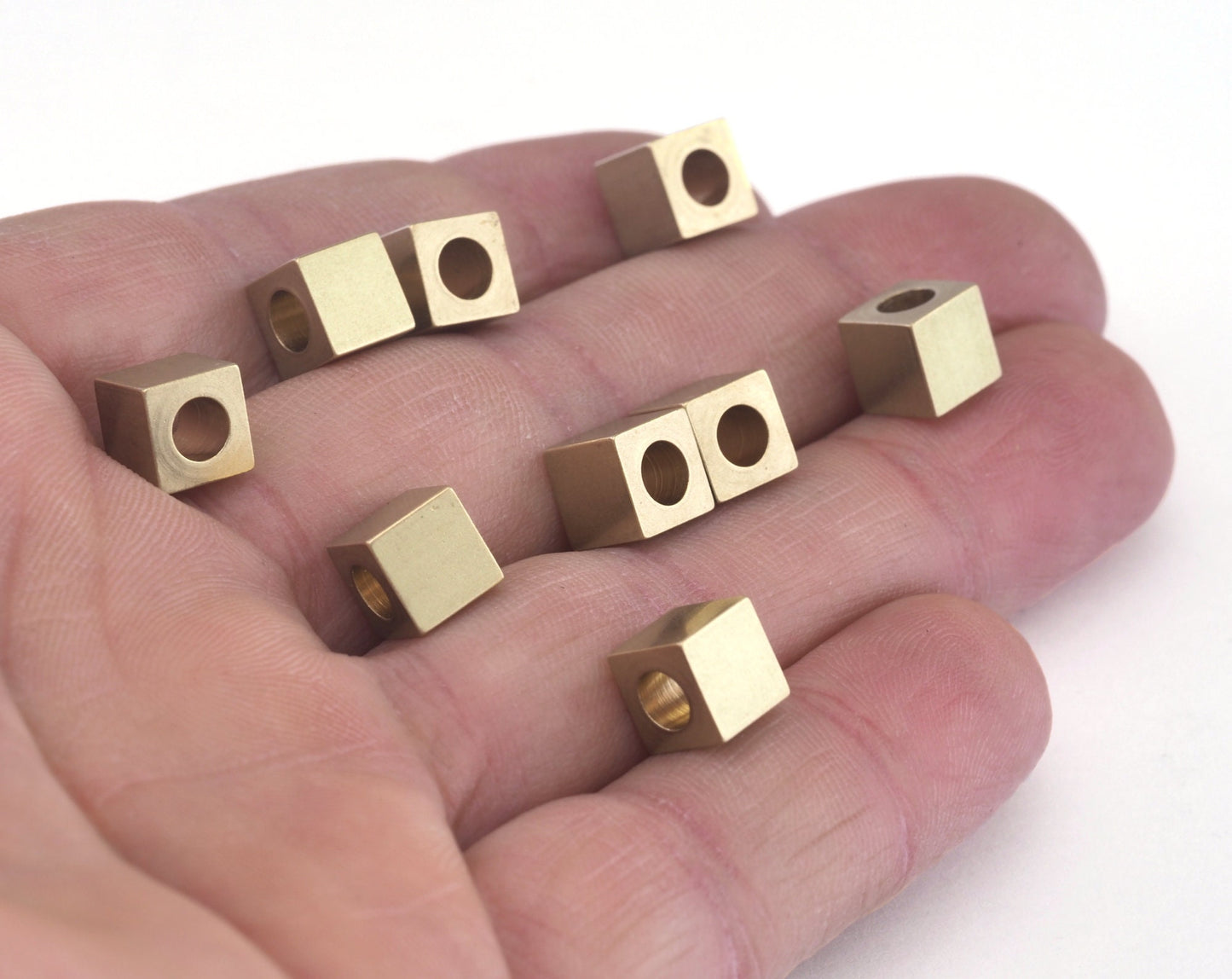 Square cube stamping beads raw brass 7x7mm (4mm hole) bab4 OZ2946