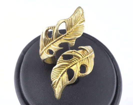 Leaf Ring Adjustable Raw brass (20mm 10.5US inner size) OZ2632