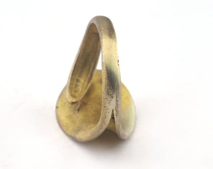 Ring Adjustable Ring Bezel (for 6mm half drilled ball) Raw brass (18mm 8US inner size - Adjustable ) OZ2102