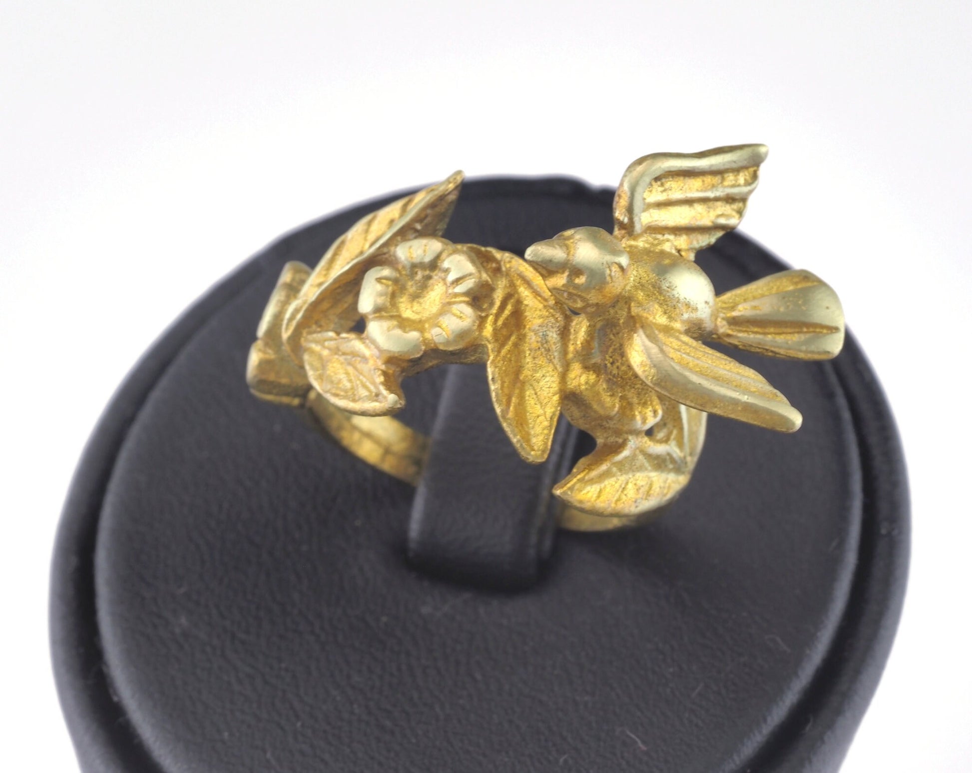 Ring Bird Flower Adjustable Ring Raw brass (17.5mm 7US inner size) OZ2636 ring25