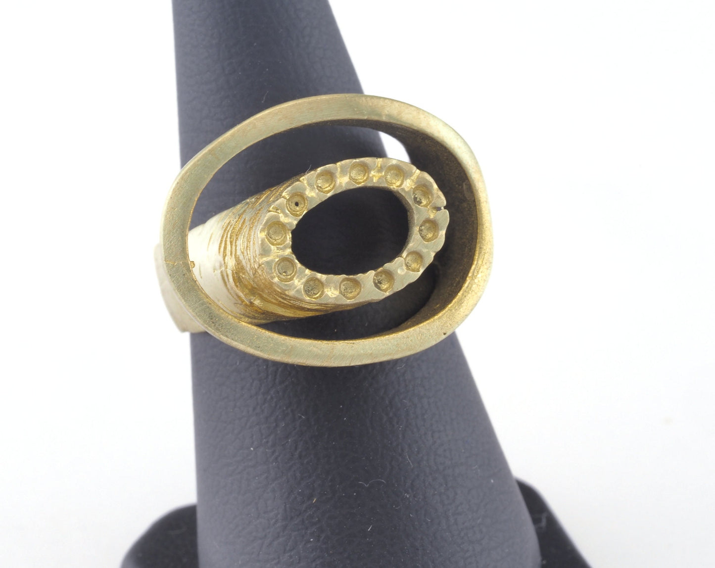 Oval Ring Adjustable Bezel (1mm) Raw brass (16.5mm 6US inner size - Adjustable ) OZ2641