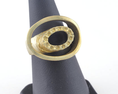 Oval Ring Adjustable Bezel (1mm) Raw brass (16.5mm 6US inner size - Adjustable ) OZ2641