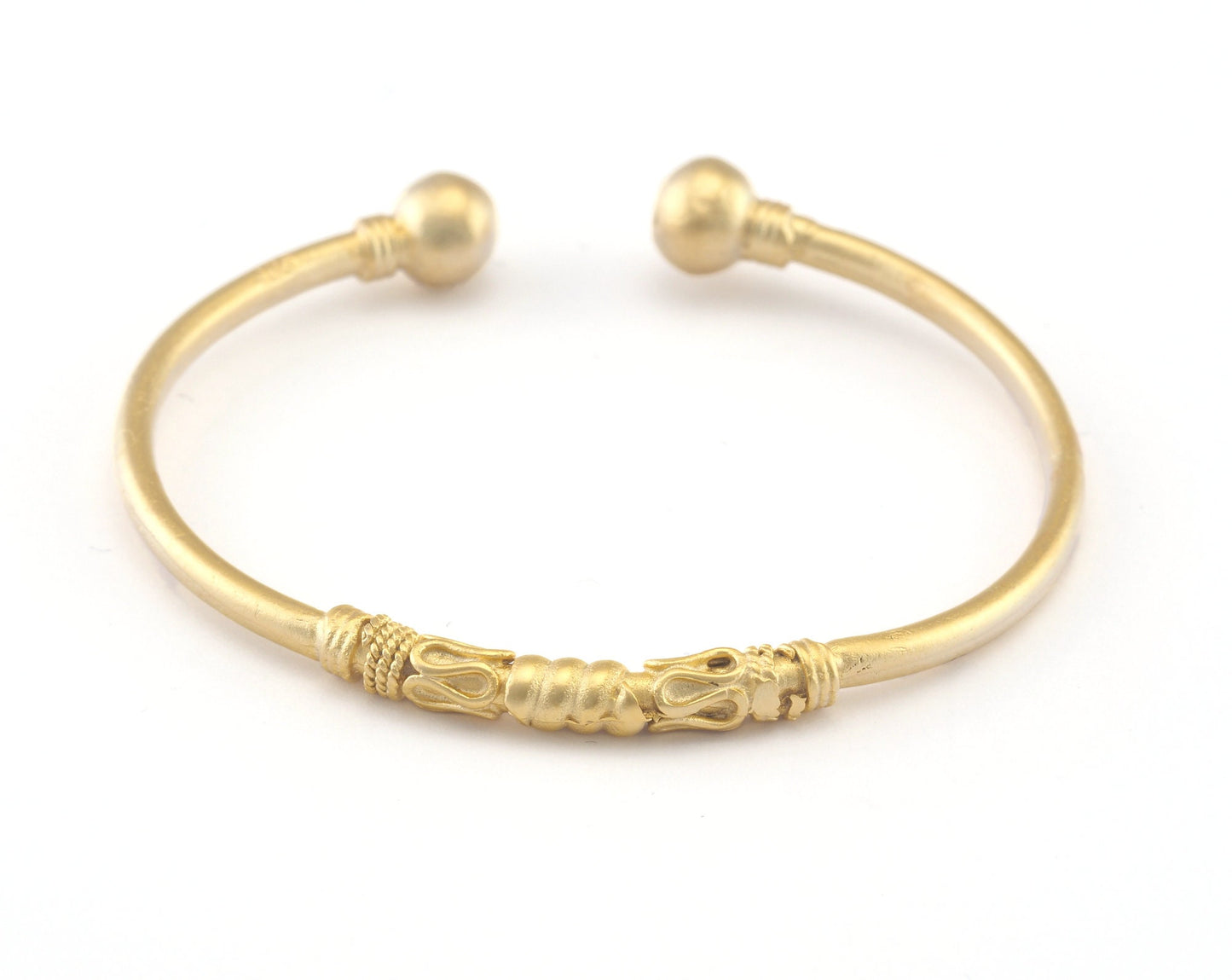 Ball Head Bracelet Matte Gold Plated Brass 1 pc. (55mm inner size - Adjustable ) OZ2961