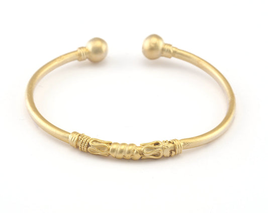 Ball Head Bracelet Matte Gold Plated Brass 1 pc. (55mm inner size - Adjustable ) OZ2961