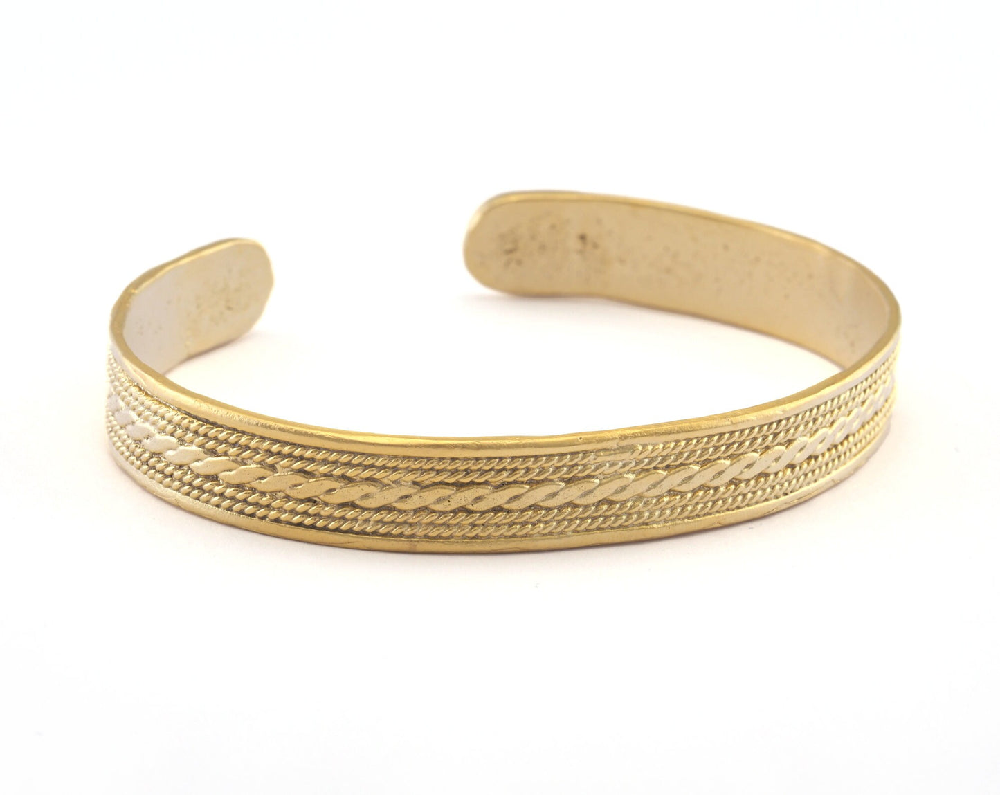 Textured Bracelet Matte Gold Plated Brass 1 pc. (63mm inner size - Adjustable ) OZ2971