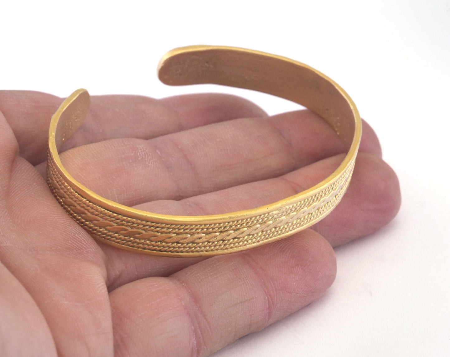 Textured Bracelet Matte Gold Plated Brass 1 pc. (63mm inner size - Adjustable ) OZ2971