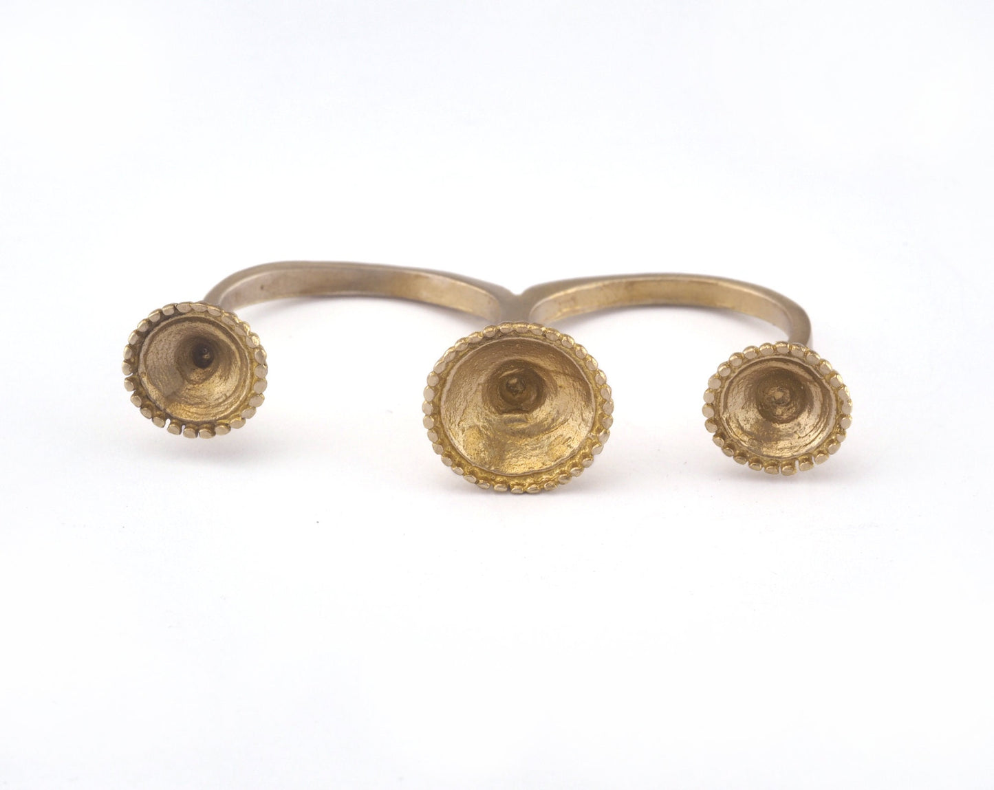 Ring Two Finger Adjustable Ring Bezel (10 - 8mm) Raw brass - Antique Silver - Antique Bronze (18mm 8US inner size - Adjustable ) OZ2649