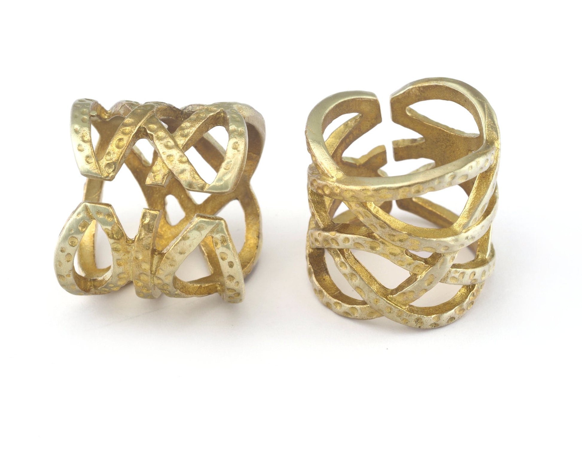 Ring Hammered Ring Adjustable Raw brass (18mm 7.5US inner size) OZ2650