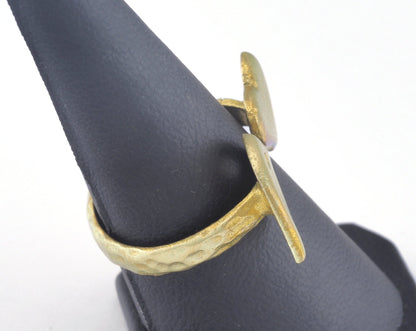 Minimalist Heart Bird Hammered Adjustable Ring Raw brass (18mm 8US inner size) OZ2652