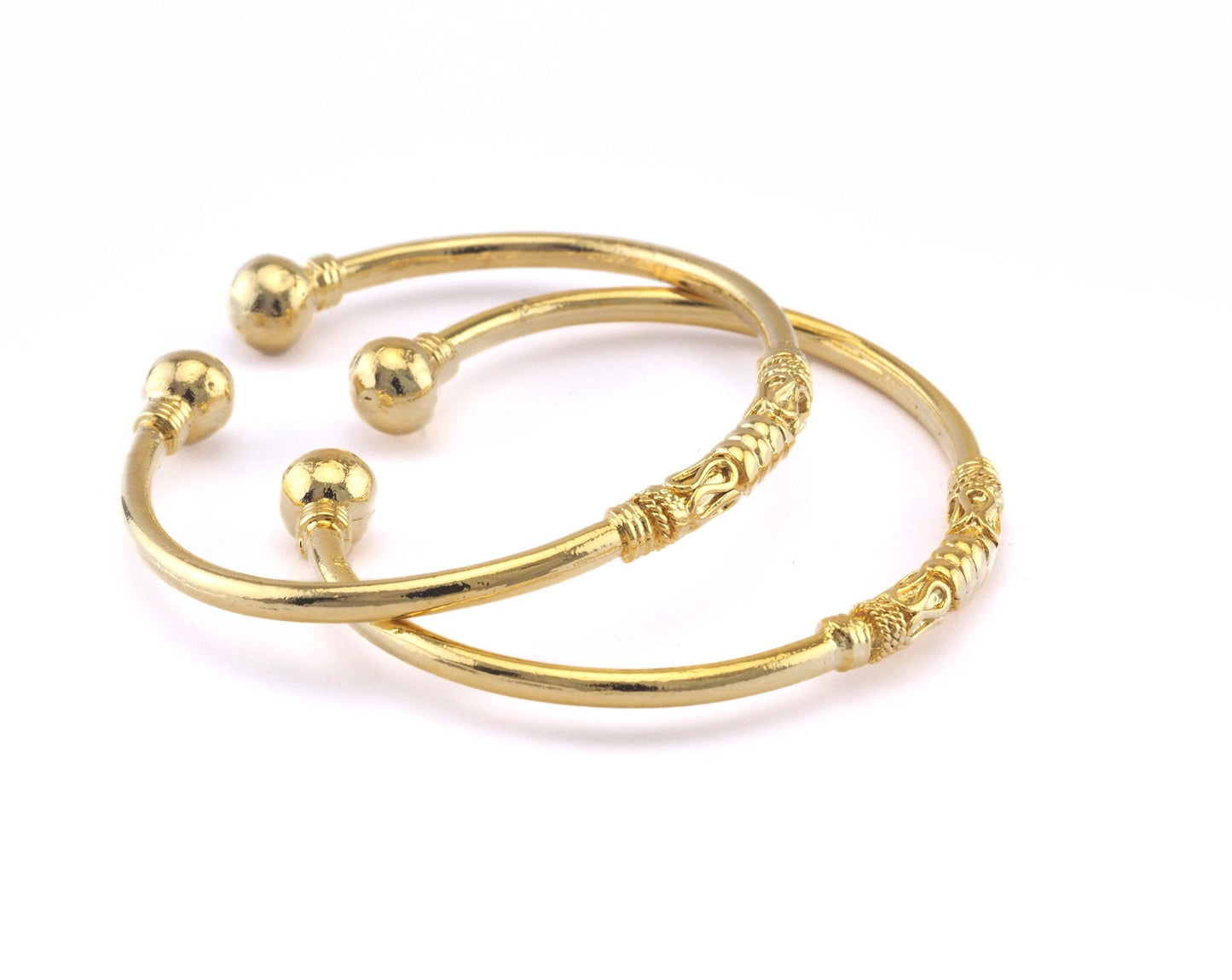 Ball Head Bracelet Shiny Gold Plated Brass 1 pc. (55mm inner size - Adjustable ) OZ2961