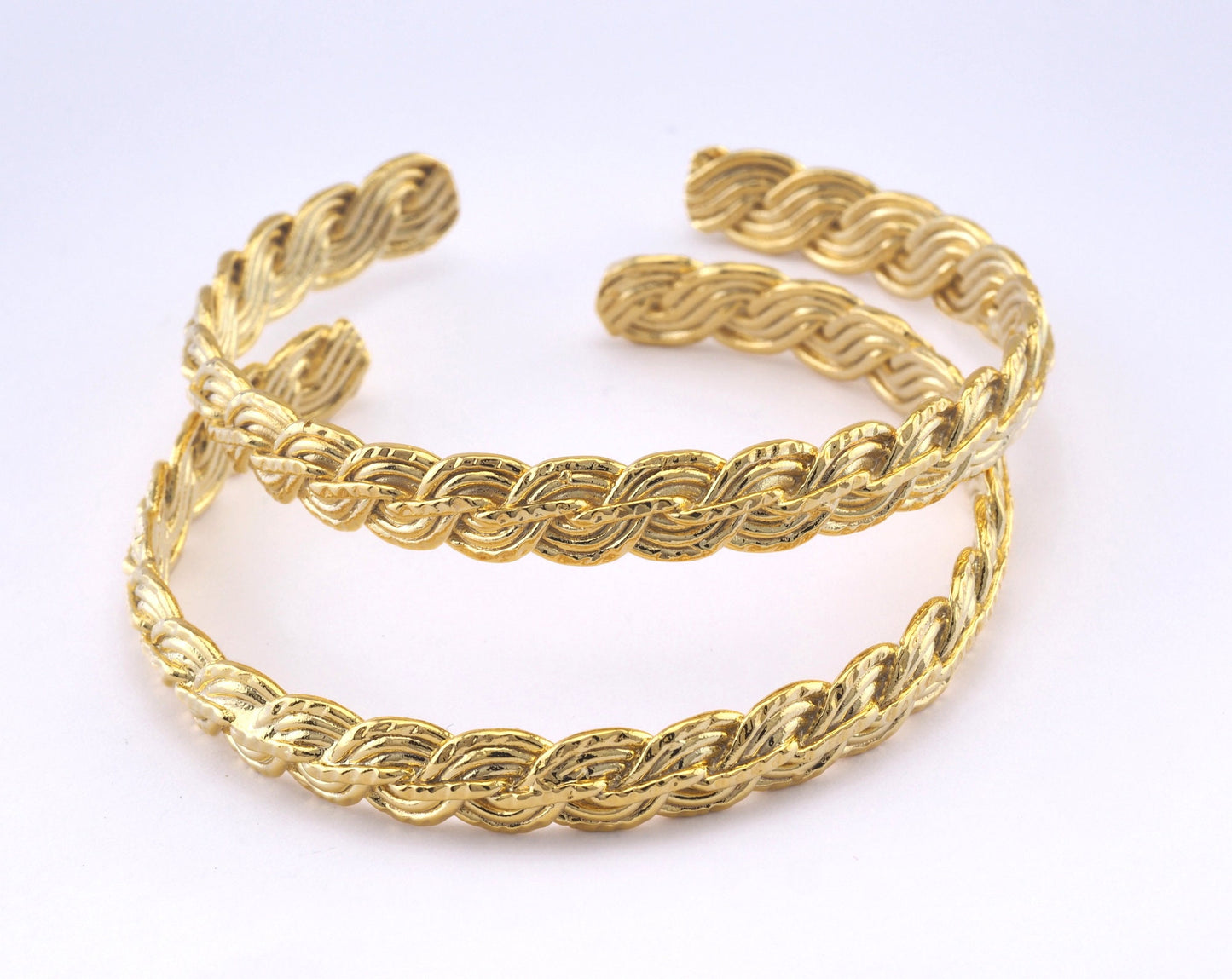 Swirl Bracelet Shiny Gold Plated Brass 1 pc. (61mm inner size - Adjustable ) OZ2964