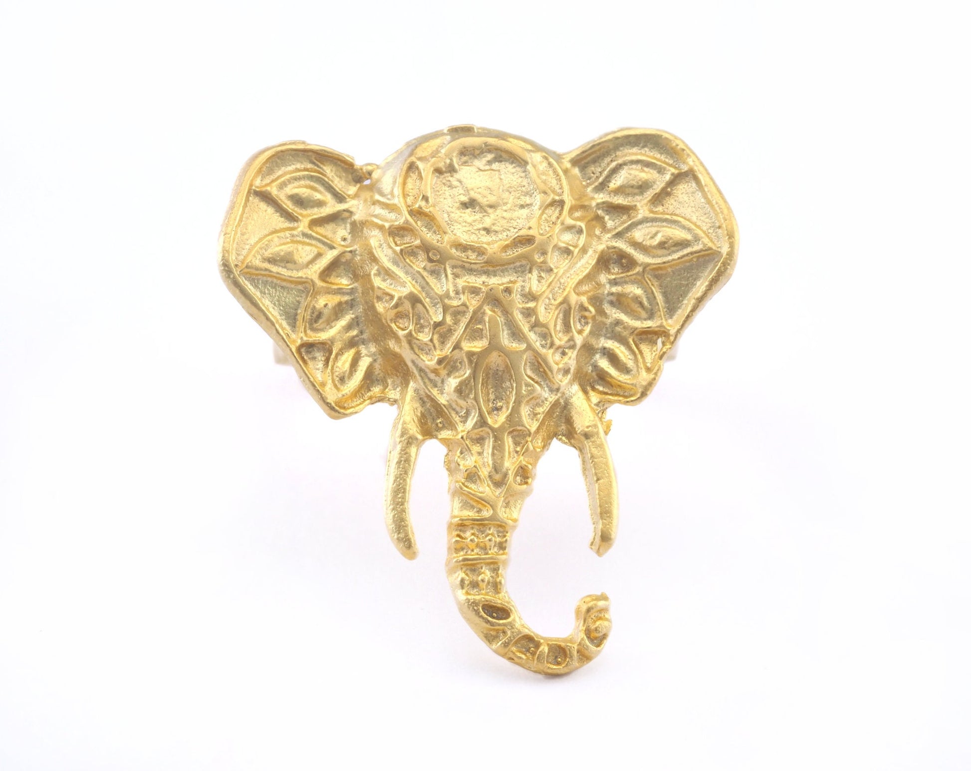 Adjustable Ring Elephant Matte Gold Plated brass (18.5mm 8.5US inner size) OZ2978