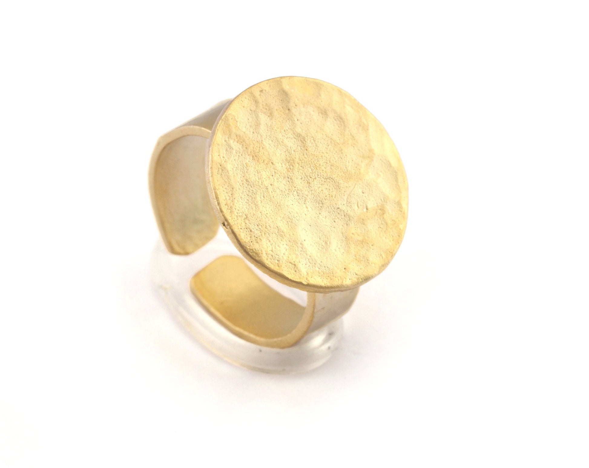 Hammered Adjustable Ring Blank - Matte Gold Plated brass (17mm 7US inner size - Adjustable ) OZ2980