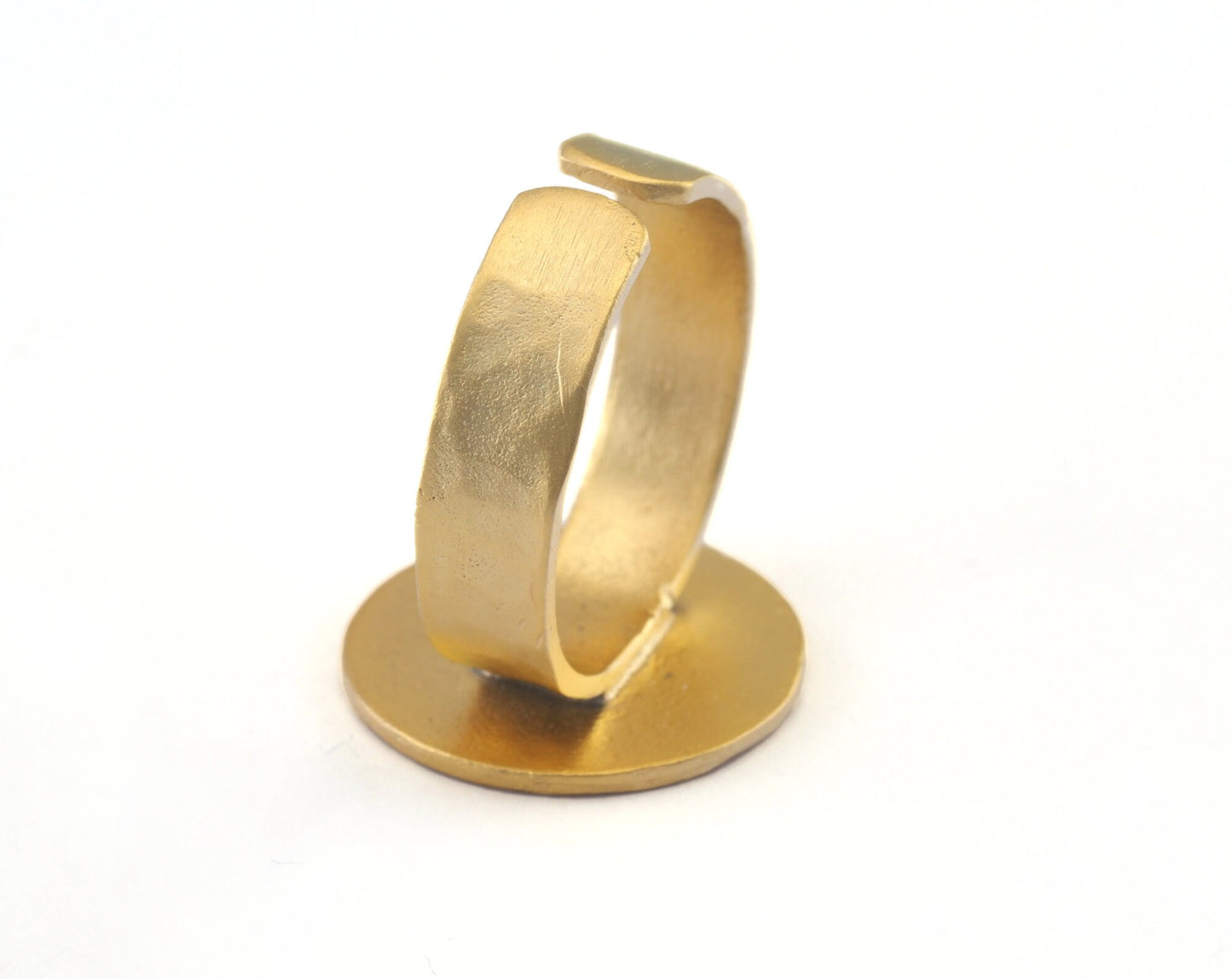 Hammered Adjustable Ring Blank - Matte Gold Plated brass (17mm 7US inner size - Adjustable ) OZ2980