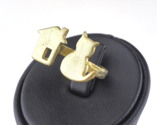 Ring Cat House Adjustable Ring Raw brass (18mm 8US inner size) OZ2660