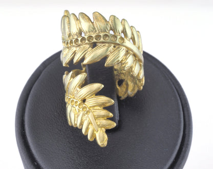 Leaves Ring Adjustable Bezel Raw brass (17mm 7US inner size - Adjustable ) OZ3674