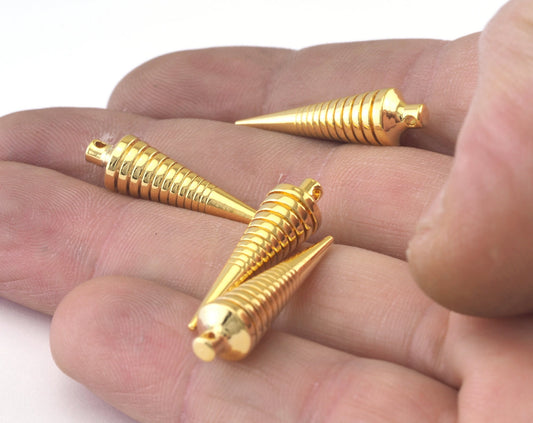 Spike Pendulum Finding 7,5x27mm 19/64"x1 1/16" Shiny gold plated brass spacer (1mm 0,04" 18 gauge hole ) OZ1136