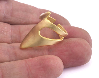 Adjustable Shark tail ring Matte Gold Plated brass (18mm 8US inner size) Oz2991