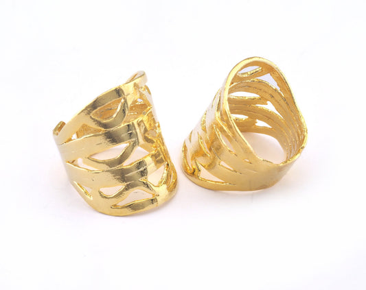 Adjustable Ring Shiny Gold Plated brass (18mm 8US inner size) Oz2992