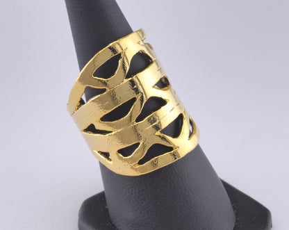 Adjustable Ring Shiny Gold Plated brass (18mm 8US inner size) Oz2992