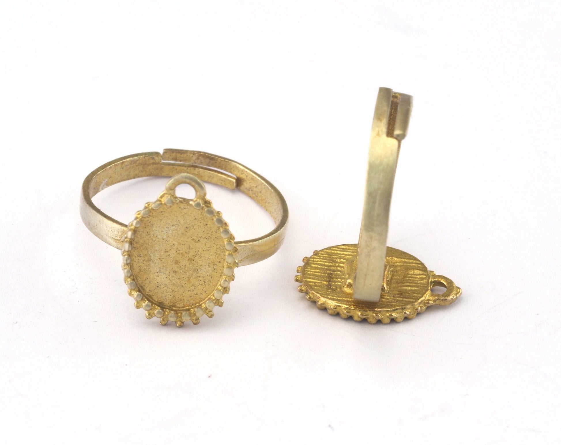 Ring Adjustable Ring Bezel - Loop Raw brass (17mm 7US inner size - Adjustable ) OZ2678