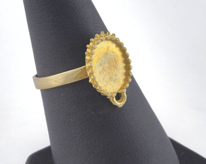Ring Adjustable Ring Bezel - Loop Raw brass (17mm 7US inner size - Adjustable ) OZ2678