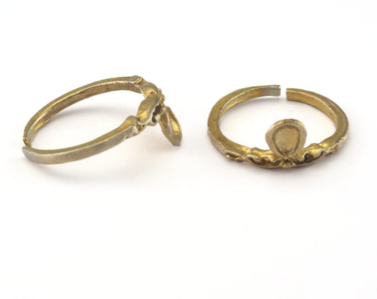 Ring Adjustable Ring Bezel - Raw brass (15mm 4US inner size - Adjustable ) OZ2693