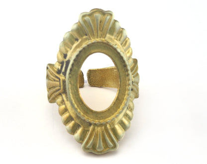 Ring Adjustable Ring 13x18 Bezel Blank - Cup Raw brass (17.5mm 7US inner size - Adjustable ) OZ2699