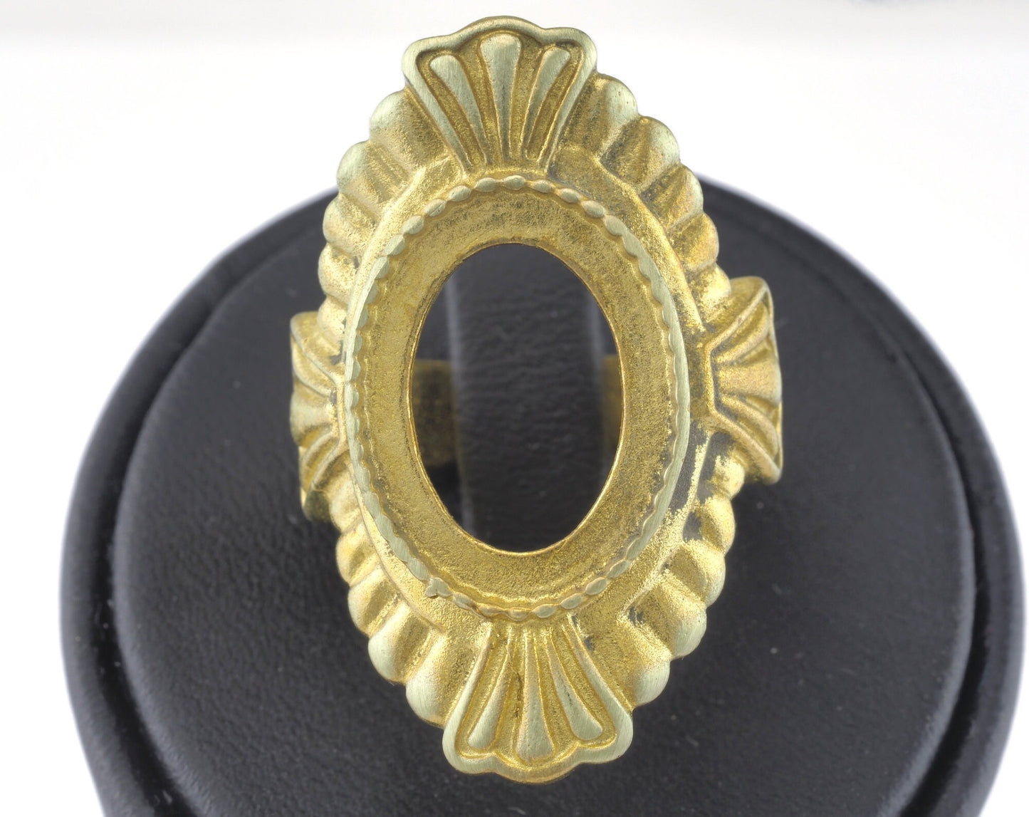 Ring Adjustable Ring 13x18 Bezel Blank - Cup Raw brass (17.5mm 7US inner size - Adjustable ) OZ2699