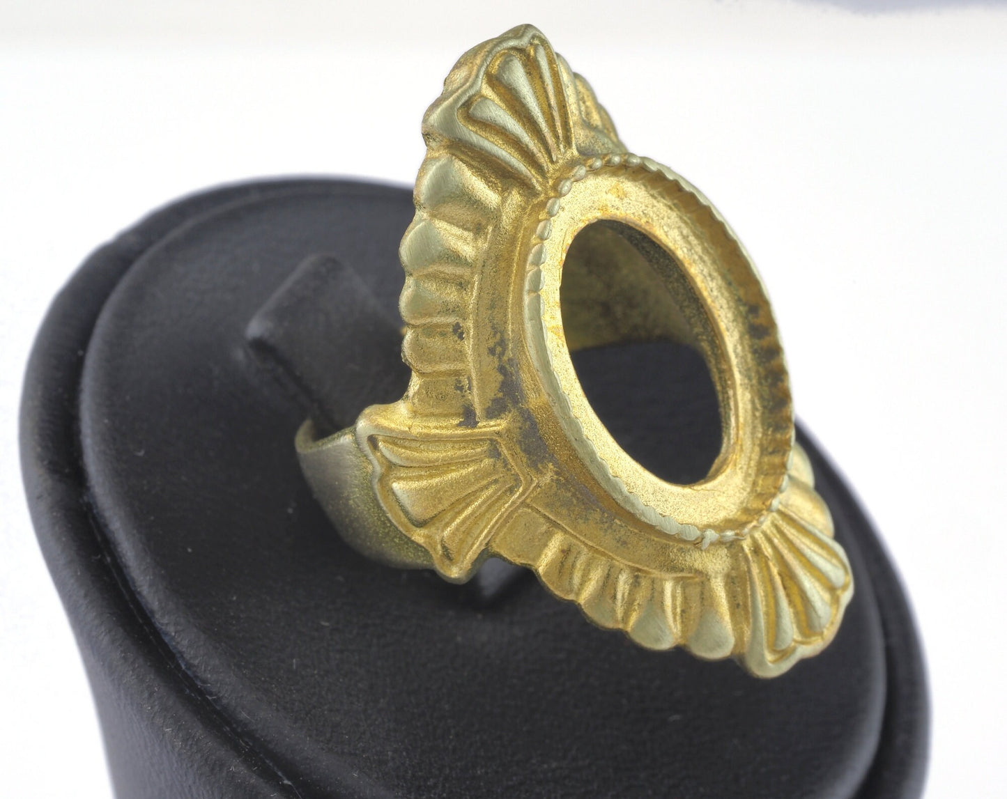 Ring Adjustable Ring 13x18 Bezel Blank - Cup Raw brass (17.5mm 7US inner size - Adjustable ) OZ2699