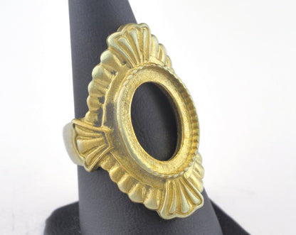 Ring Adjustable Ring 13x18 Bezel Blank - Cup Raw brass (17.5mm 7US inner size - Adjustable ) OZ2699