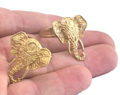 Elephant Ring Adjustable Raw brass (18.5mm 8.5US inner size) Oz2978